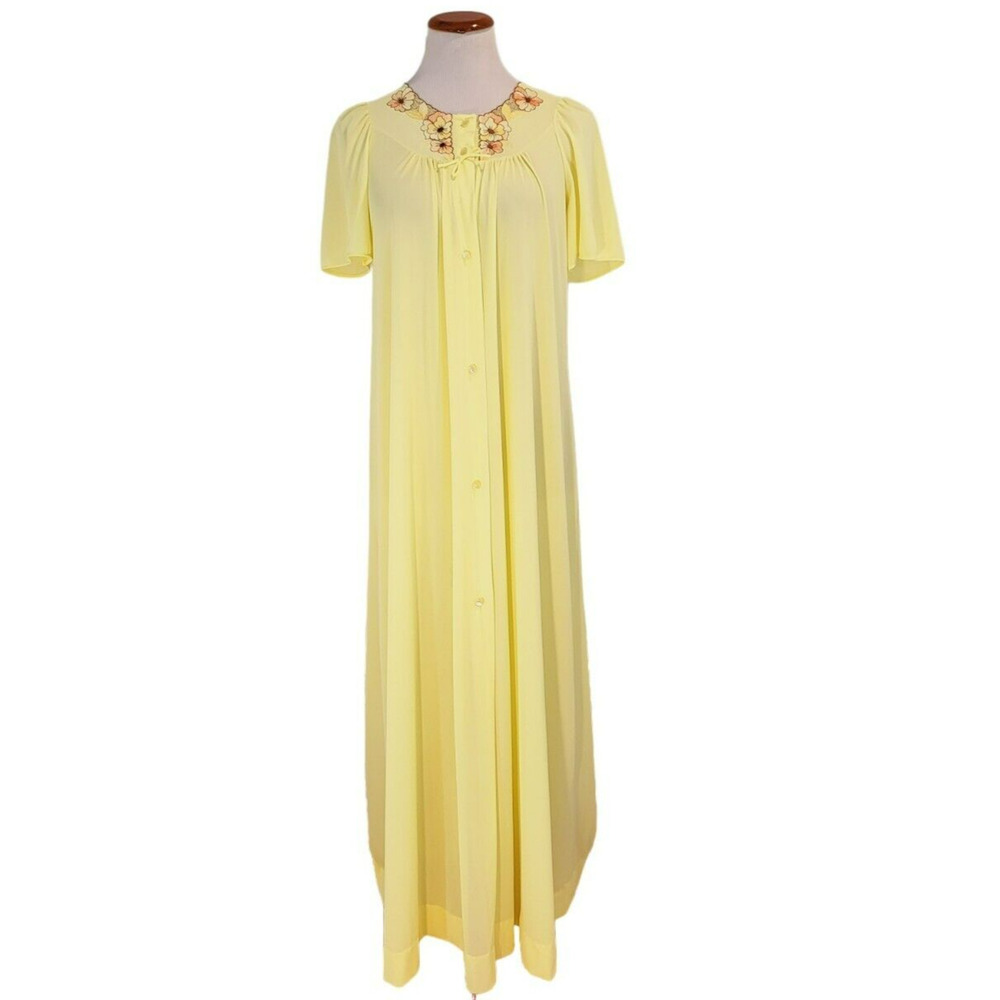 VTG 1960s Aristocraft ILGWU Yellow Vintage 1960s House Dress Embroidered Collar